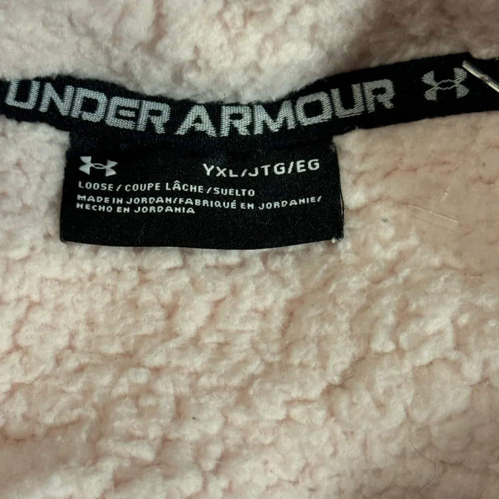 Under Armour Sherpa Hoodie YXL Women’s Small Fit Pink White Fleece Loose